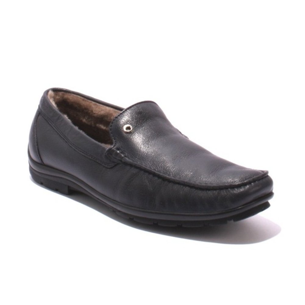 Ernesto Dolani 9640 Navy Leather / Sheepskin Deer Driver Moccasins